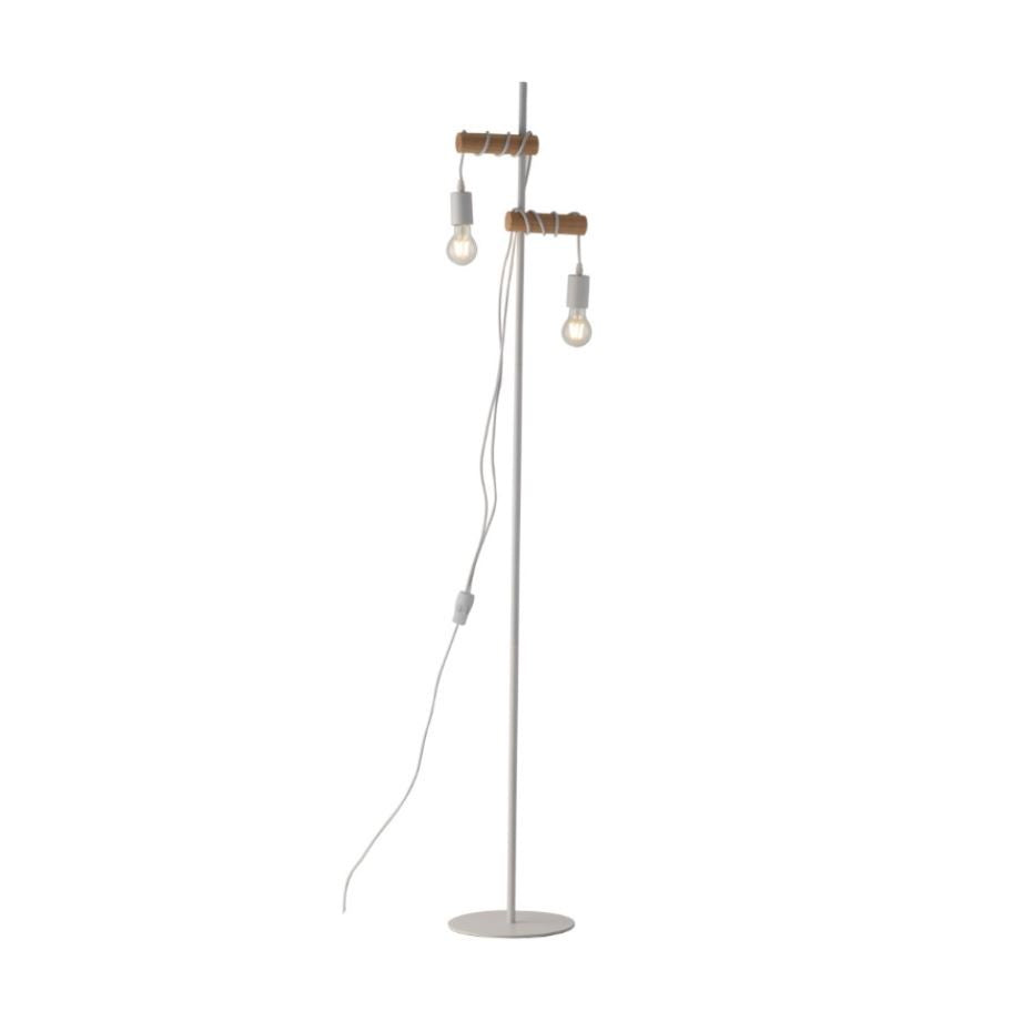 Piantana 2 luci struttura legno naturale montatura metallo bianco 2XE27 non incl. ARIZONA Piantana 2 luci struttura legno naturale montatura metallo bianco 2XE27 non incl. ARIZONA